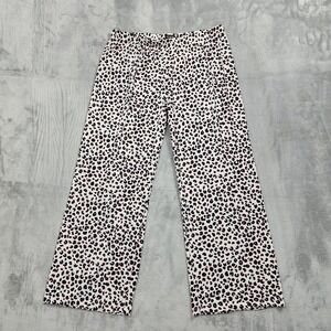 Kate Spade Pants Womens M Black Pink Leopard Print Jersey Capri Pajama Lounge